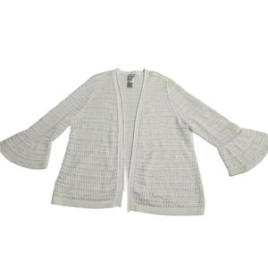 Chico's   Women's 2 (L)  Open- Front   Cardigan    White